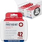 DecorRack 500 Piece First Aid Kit, 12 Individual Boxes of 42 Items Each, to-go First Aid Kits for Minor Cuts, Scrapes, Travel, Car, Home, Work, Field Trips or Camping (500 pcs, 12 Pack)