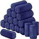Buryeah 18 Pcs Flannel Blankets Bulk 50 x 60 Inch Lightweight Throw Blanket Striped Ribbed Fleece Blankets Soft Donation Homeless Blanket for Sofa Bed Office Home(Navy Blue)